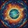 Space Lovers' Intricate Jewel Tone Stained Glass Cosmic Nebula Blue Orange Yellow Gas Giant Stained Glass Suncatcher - 7