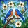 Nature Lovers' Vibrant Tiffany Stained Glass Eastern Bluebirds Dogwood Bloom Mosaic with Royal Blue & Orange Jewel Tones Stained Glass Suncatcher - 7