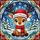 Holiday Enthusiasts' Whimsical Chibi Reindeer Stained Glass Mosaic Festive Red & Brown Jewel Tones Stained Glass Suncatcher - 7