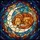 Dog Lovers' Intricate Tiffany Stained Glass Sleeping Golden Retriever Moon Nebula Teal Amber Gold Art Stained Glass Suncatcher - 7