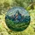 Nature Lovers' Vibrant Tiffany Stained Glass Mountain Landscape Mosaic, Deep Blue, Orange & Green Jewel Tones Stained Glass Suncatcher - 4