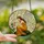 Stained Glass Art Lovers' Ethereal Fairy Tiffany Style Golden-Orange Emerald Green Rose Pink Mosaic Stained Glass Suncatcher - 2