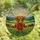 Highland Cow Lovers' Majestic Stained Glass Portrait Golden Orange Green Hills Intricate Mosaic Stained Glass Suncatcher - 4