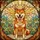 Shiba Inu Lovers' Joyful Stained Glass Shiba Dog Smiling Mosaic with Orange Amber Swirling Jewel Tones Stained Glass Suncatcher - 7