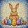 Easter Celebration & Nature Lovers Tiffany Stained Glass Fluffy Brown Rabbit Radiant Jewel Tone Easter Eggs Mosaic Stained Glass Suncatcher - 7