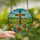 Devotional Art Admirers' Tiffany Stained Glass Cross, Jewel Tone Easter Egg Landscape Stained Glass Suncatcher - ACps7Vwc-z