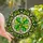 Nature & Art Lovers' Intricate Emerald Green Four-Leaf Clover Stained Glass Tiffany Bronze Cabochon Art Stained Glass Suncatcher - 2