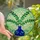 Art Lovers' Tiffany Style Emerald Green Cobalt Blue Botanical Stained Glass Mosaic Stained Glass Suncatcher - 1