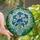 Art & Nature Lovers' Intricate Tiffany Style Stained Glass Blue Flower Vase Mosaic Lush Foliage Stained Glass Suncatcher - 1