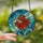Aquatic Art Lovers' Intricate Tiffany Style Betta Fish Orange Red Fins Blue Green Aquatic Mosaic Stained Glass Suncatcher - 2