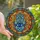 Bohemian Art Lovers' Tiffany Style Stained Glass Hamsa Hand Evil Eye Jewel Tone Organic Mosaic Circular Design Stained Glass Suncatcher - 1