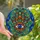 Boho Art Enthusiasts' Intricate Stained Glass Hamsa Hand Evil Eye Floral Mosaic, Jewel Tones Blue Orange Red Green Stained Glass Suncatcher - 1