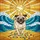Pug Lovers' Vibrant Stained Glass Fawn Pug Sunburst Ocean Beach Mosaic Stained Glass Suncatcher - 7