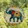 Art Collectors' Majestic Stained Glass Elephant & Vibrant Floral Garland in Teal, Gold, Red Stained Glass Suncatcher - k2e6CMN22B