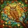 Nature Lovers' Tiffany Style Stained Glass Wise Owl Autumn Leaves Golden Amber Sky Blue Emerald Jewel Tones Stained Glass Suncatcher - 7