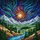 Art Lovers' Intricate Stained Glass Cosmic Vortex Mountain River Celestial Mosaic Stained Glass Suncatcher - 7