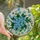 Nature Lovers' Tiffany Style Stained Glass Blue Floral Emerald Leaf Mosaic Pattern Stained Glass Suncatcher - 9UQ3T2H-91