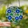 Nature Enthusiasts' Glowing Tiffany Stained Glass Cobalt Blue Morning Glory Emerald Green Leaves Intricate Mosaic Stained Glass Suncatcher - 2