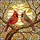 Nature Lovers' Tiffany Stained Glass Cardinal Pair Autumn Moon Mosaic Red Amber Hues Stained Glass Suncatcher - 7