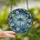 Nature Lovers' Tiffany Stained Glass Blue Dragonfly Mosaic Wings Floral Wreath Royal Blue Teal Stained Glass Suncatcher - 2