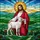 Faithful Individuals' Tiffany Style Stained Glass Jesus and Lamb, Vibrant Jewel Tones, Radiant Golden Sun, Edge-to-Edge Mosaic Art Stained Glass Suncatcher - 7