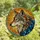 Nature Lovers' Tiffany Style Stained Glass Wolf Head Golden Orange Blue Cosmic Art Stained Glass Suncatcher - 1