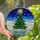 Holiday Lovers' Vibrant Tiffany Stained Glass Emerald Green Christmas Tree Multi-Color Lights Deep Blue Sky Stained Glass Suncatcher - pQlhaOMjBy