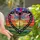 Artisan Style Enthusiasts Vibrant Stained Glass Dragonfly, Tiffany Style Jewel Tones, Mosaic Sunset Sky, Heart Border Stained Glass Suncatcher - 2
