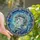 Fantasy Art Admirers' Vibrant Edge-to-Edge Stained Glass Unicorn Gold Horn Jeweled Winter Mosaic Cerulean Indigo Stained Glass Suncatcher - 1