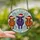 Highland Cow Lovers' Jewel Tone Stained Glass Purple Orange Cow Trio Festive Winter Mosaic Stained Glass Suncatcher - 2