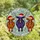 Highland Cow Lovers' Jewel Tone Stained Glass Purple Orange Cow Trio Festive Winter Mosaic Stained Glass Suncatcher - 4