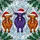 Highland Cow Lovers' Jewel Tone Stained Glass Purple Orange Cow Trio Festive Winter Mosaic Stained Glass Suncatcher - 7