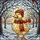 Nature Art Enthusiasts' Cheerful Golden Yellow Red Stained Glass Duckling Winter Wonderland Stained Glass Suncatcher - 7