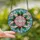Holiday Enthusiasts' Jewel-Toned Stained Glass Christmas Ornament Design with Pink Starburst, Holly, Berries, Swirling Ice Mosaic Stained Glass Suncatcher - 2