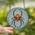 Fantasy Design Admirers' Glowing Orange Black Spider Intricate Blue Sky Stained Glass Web Stained Glass Suncatcher - 2