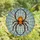 Fantasy Design Admirers' Glowing Orange Black Spider Intricate Blue Sky Stained Glass Web Stained Glass Suncatcher - 4