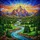 Nature Lovers' Tiffany Stained Glass Mountain River Landscape Vibrant Blue Green Orange Purple Brown Hues Intricate Edge-to-Edge Mosaic Stained Glass Suncatcher - 5