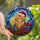 Cat Lovers' Whimsical Stained Glass Orange Tabby Cat Santa Hat Poinsettia Night Sky Mosaic Pattern Stained Glass Suncatcher - 2