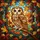 Nature Lovers' Intricate Stained Glass Tawny Owl Autumn Foliage Mosaic Jewel Tones Golden Emerald Burgundy Stained Glass Suncatcher - 7