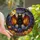 Halloween Enthusiasts' Intricate Stained Glass Black Bat Orange Wing Jack-o'-Lantern Full Moon Mosaic Stained Glass Suncatcher - 1