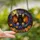 Halloween Enthusiasts' Intricate Stained Glass Black Bat Orange Wing Jack-o'-Lantern Full Moon Mosaic Stained Glass Suncatcher - 2