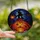Witchy Aesthetic Admirers High Contrast Stained Glass Witch Silhouette Jack-o'-lantern Skulls Mystical Night Sky Glowing Orange Amber Red Stained Glass Suncatcher - 2