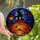 Witchy Aesthetic Admirers High Contrast Stained Glass Witch Silhouette Jack-o'-lantern Skulls Mystical Night Sky Glowing Orange Amber Red Stained Glass Suncatcher - 1