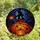 Witchy Aesthetic Admirers High Contrast Stained Glass Witch Silhouette Jack-o'-lantern Skulls Mystical Night Sky Glowing Orange Amber Red Stained Glass Suncatcher - 4