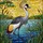 Nature Lovers' Tiffany Style Stained Glass Grey Crowned Crane Wetlands Mosaic Amber Orange Yellow Stained Glass Suncatcher - 7