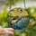 Nature Lovers' Tiffany Style Stained Glass Grey Crowned Crane Wetlands Mosaic Amber Orange Yellow Stained Glass Suncatcher - 2