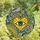 Art Lovers' Vibrant Yellow & Cobalt Blue Stained Glass Seeing Eye Heart Cosmic Mandala Pattern Stained Glass Suncatcher - 4