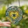 Art Lovers' Vibrant Yellow & Cobalt Blue Stained Glass Seeing Eye Heart Cosmic Mandala Pattern Stained Glass Suncatcher - 2