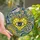 Art Lovers' Vibrant Yellow & Cobalt Blue Stained Glass Seeing Eye Heart Cosmic Mandala Pattern Stained Glass Suncatcher - npeaa6fe7h