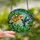 Stained Glass Art Fans' Iridescent Blue Green Hummingbird Artwork, Tiffany Style Orange Flowers, Vibrant Edge-to-Edge Stained Glass Suncatcher - 2